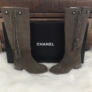 Tall Chanel Suede Boots